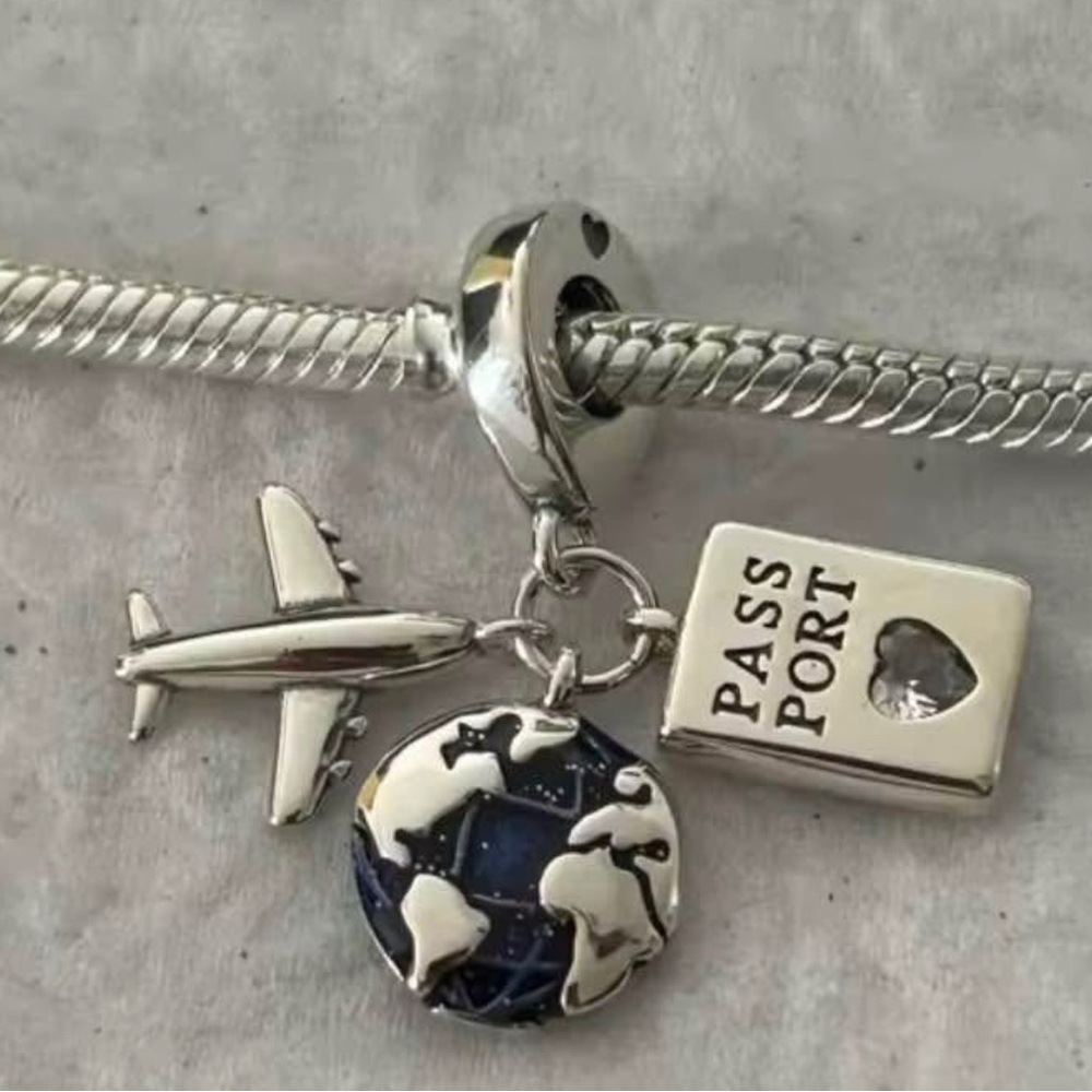 Silver Travel Charm Bracelet for Pandora bracelets bangles